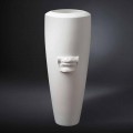 Hög vas i vit keramik handgjord med Made in Italy dekoration - Capuano