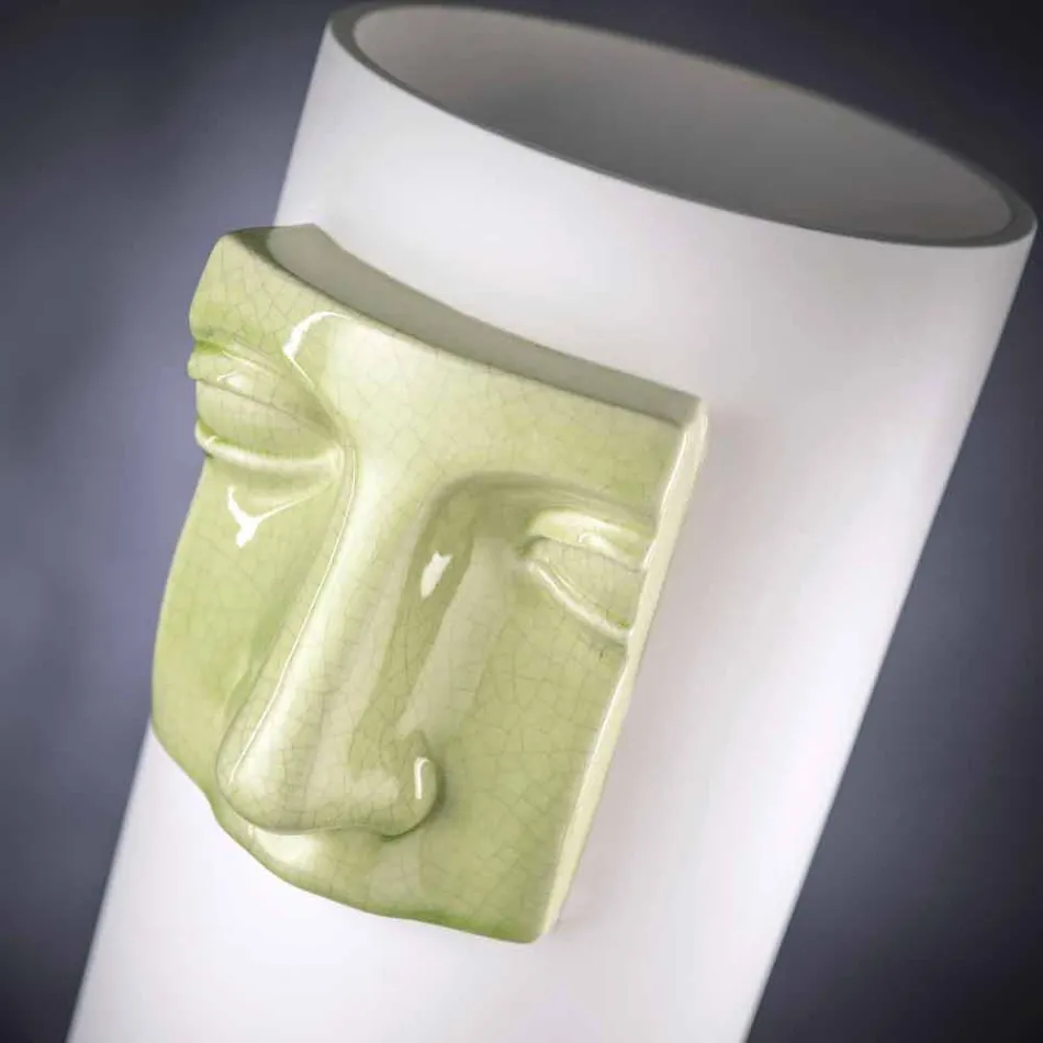 Modern hög vas i vit keramik med färgat insats tillverkat i Italien - Lexi Viadurini