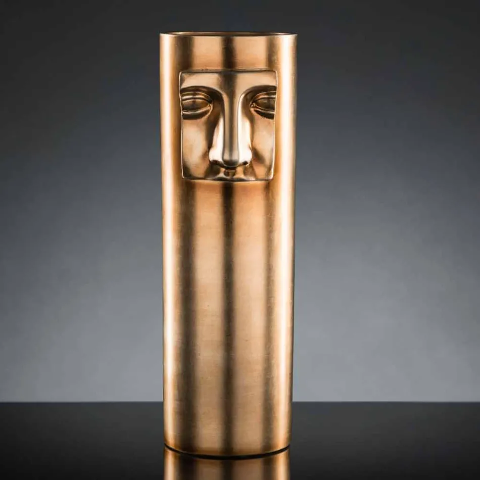 Modern hög vas i vit keramik med färgat insats tillverkat i Italien - Lexi Viadurini