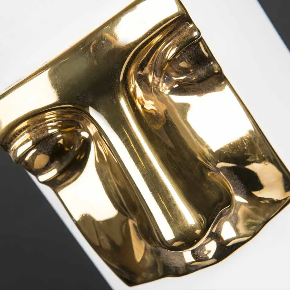 Modern hög vas i vit keramik med färgat insats tillverkat i Italien - Lexi Viadurini