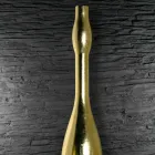 Modern hög vas i hartsguld eller silverbladfinish tillverkad i Italien - kvarts Viadurini