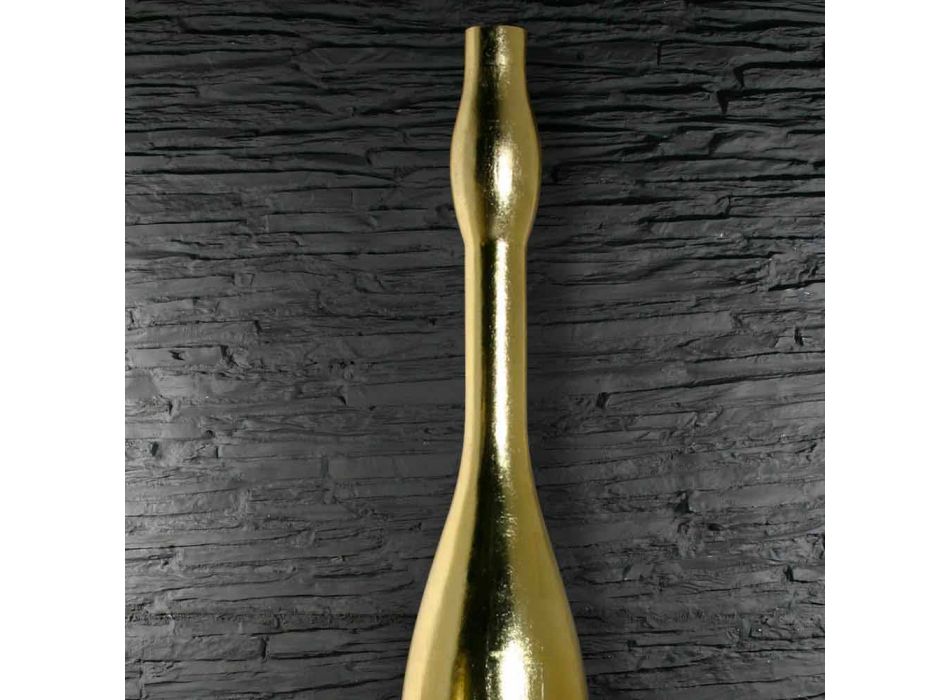 Modern hög vas i hartsguld eller silverbladfinish tillverkad i Italien - kvarts Viadurini