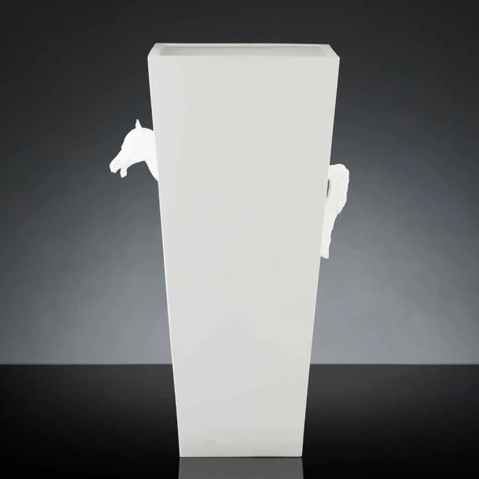 Hög inomhusvas i vit keramik handgjord i Italien - Jacky Viadurini