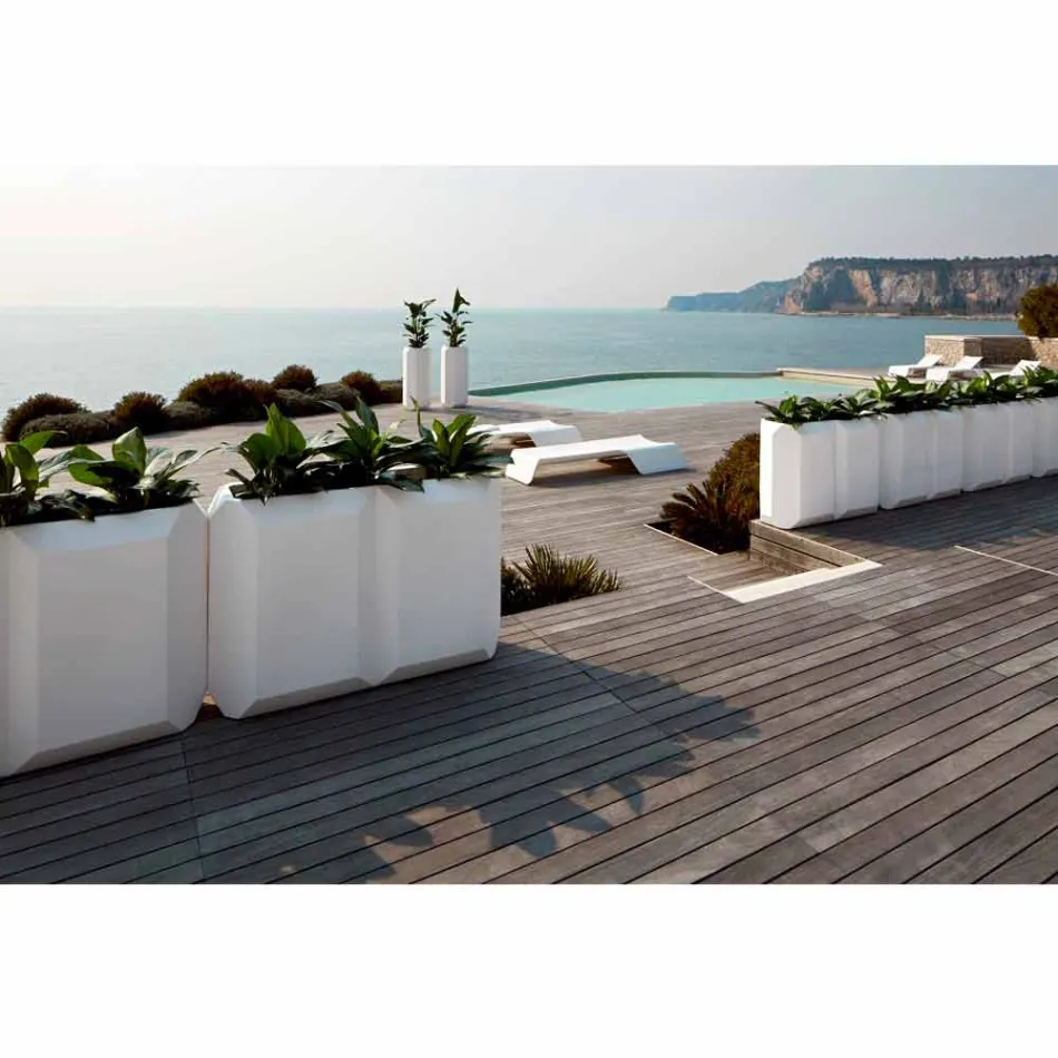 Vit vas inomhus eller utomhus i plast med 3 storlekar - Pärla av Myyour Viadurini