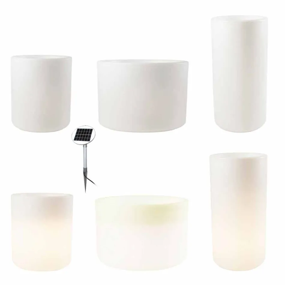 Vas med solbelysning eller LED-design för inomhus eller utomhus - Cilindrostar Viadurini