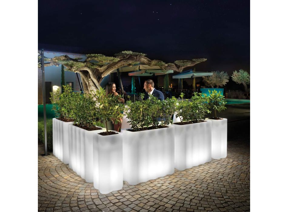 Ljus trädgårdskruka i vit polyeten Tillverkad i Italien - Crizia Viadurini
