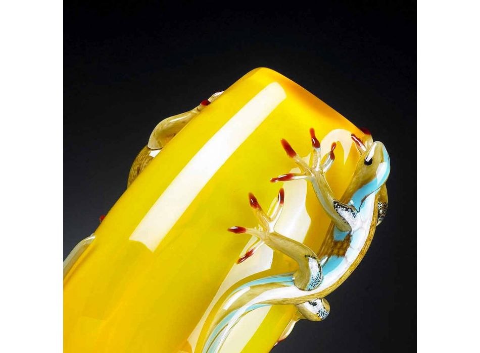Vas med målat glas inomhus med Geckos handgjorda i Italien - Geco Viadurini