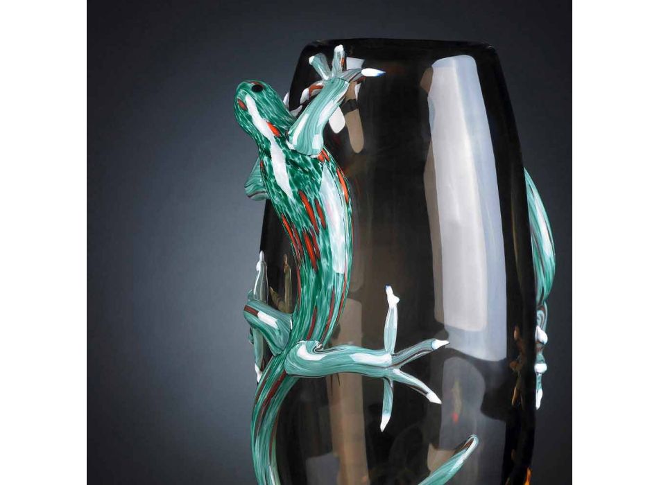Vas med målat glas inomhus med Geckos handgjorda i Italien - Geco Viadurini