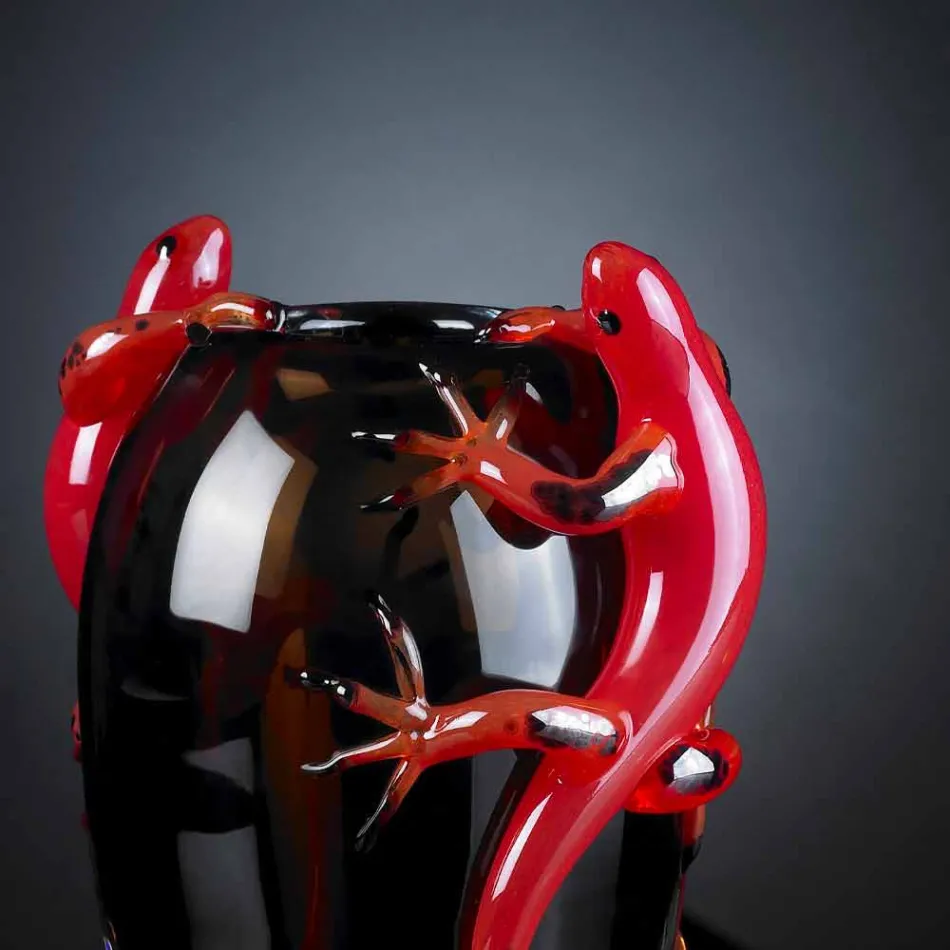 Vas med målat glas inomhus med Geckos handgjorda i Italien - Geco Viadurini