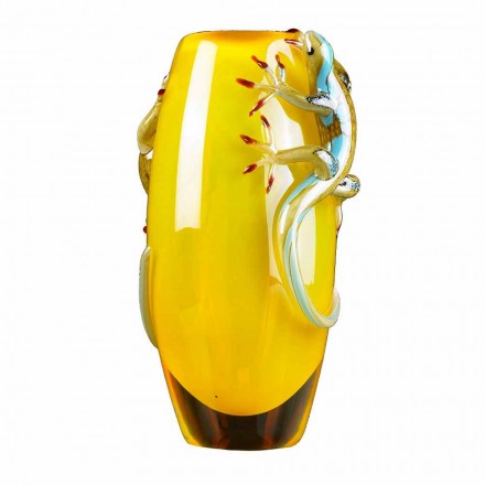 Vas med målat glas inomhus med Geckos handgjorda i Italien - Geco Viadurini