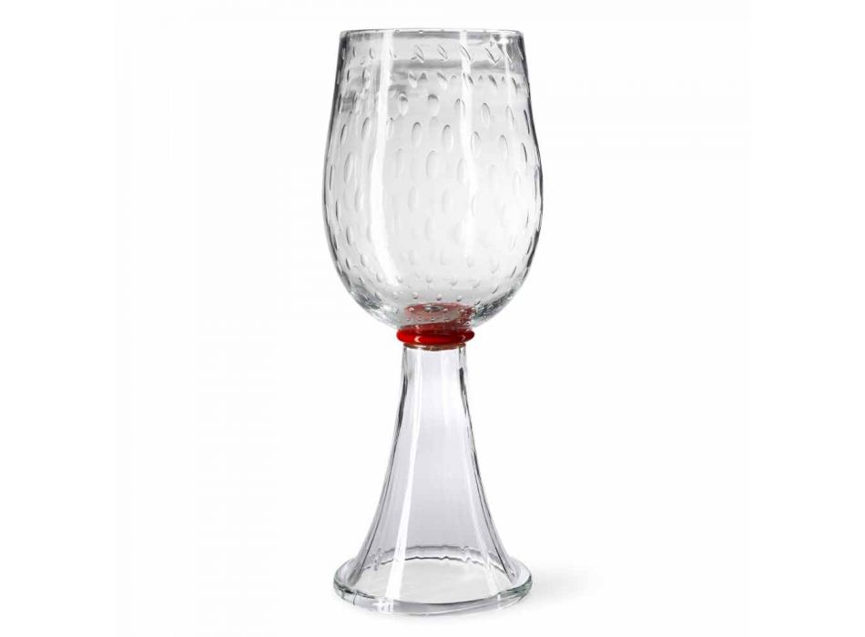 Inomhusvas i Murano-glas med röd detalj gjord i Italien - Copernicus Viadurini