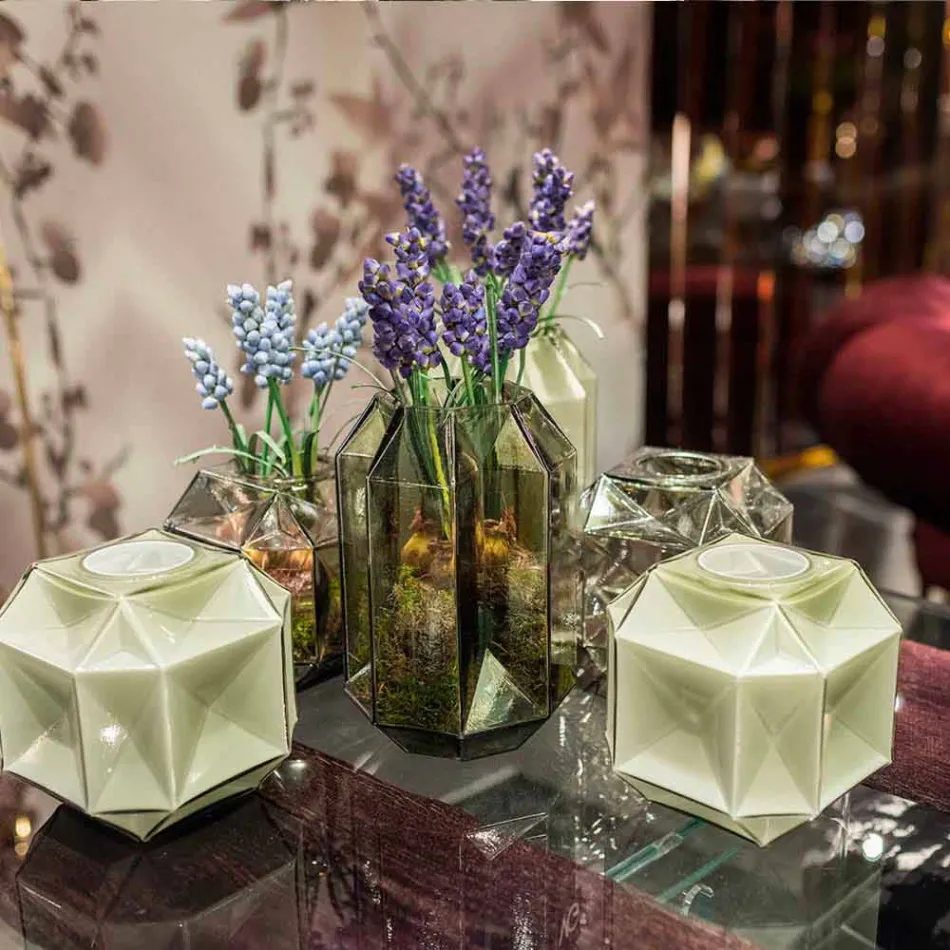 Inomhusvas i polerat glas som är handgjord i Italien - Flock Viadurini