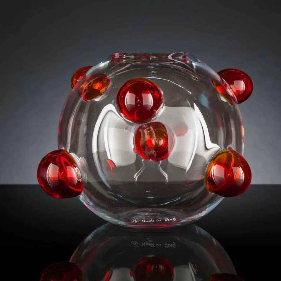 Rund inomhusvas i blåst muranoglas tillverkat i Italien - Astore Viadurini