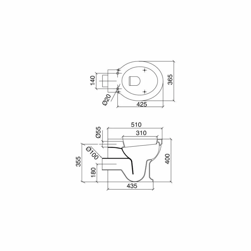 Golvvas klassisk design Tillbaka till väggen i Made in Italy Ceramic - Marwa Viadurini