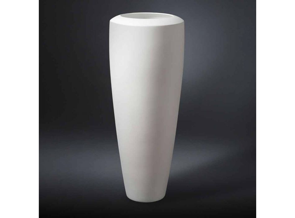 Hög dekorativ vit keramisk vas tillverkad i Italien - Jacky Viadurini