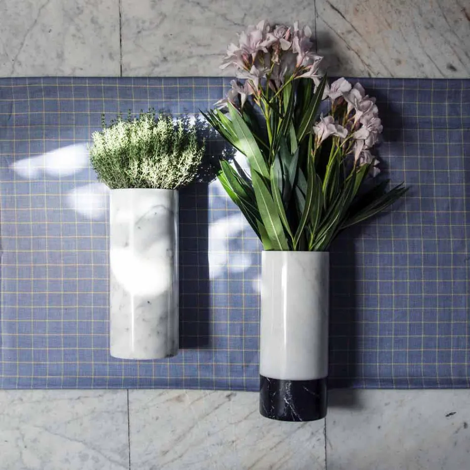 Vit Carrara marmor dekorativ vas tillverkad i Italien design - Nevea Viadurini