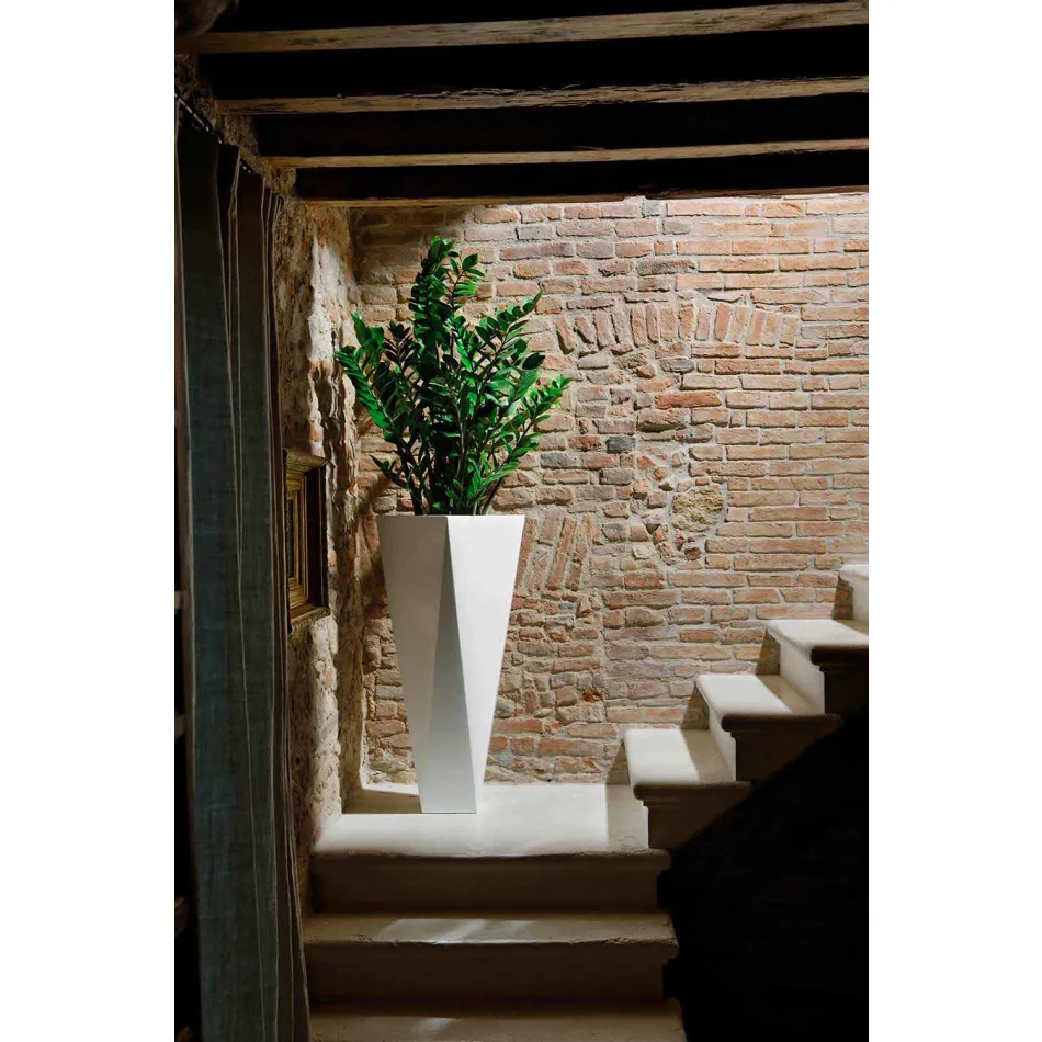 Kvadratisk dekorativ vas av polyeten tillverkad i Italien - Bonina Viadurini