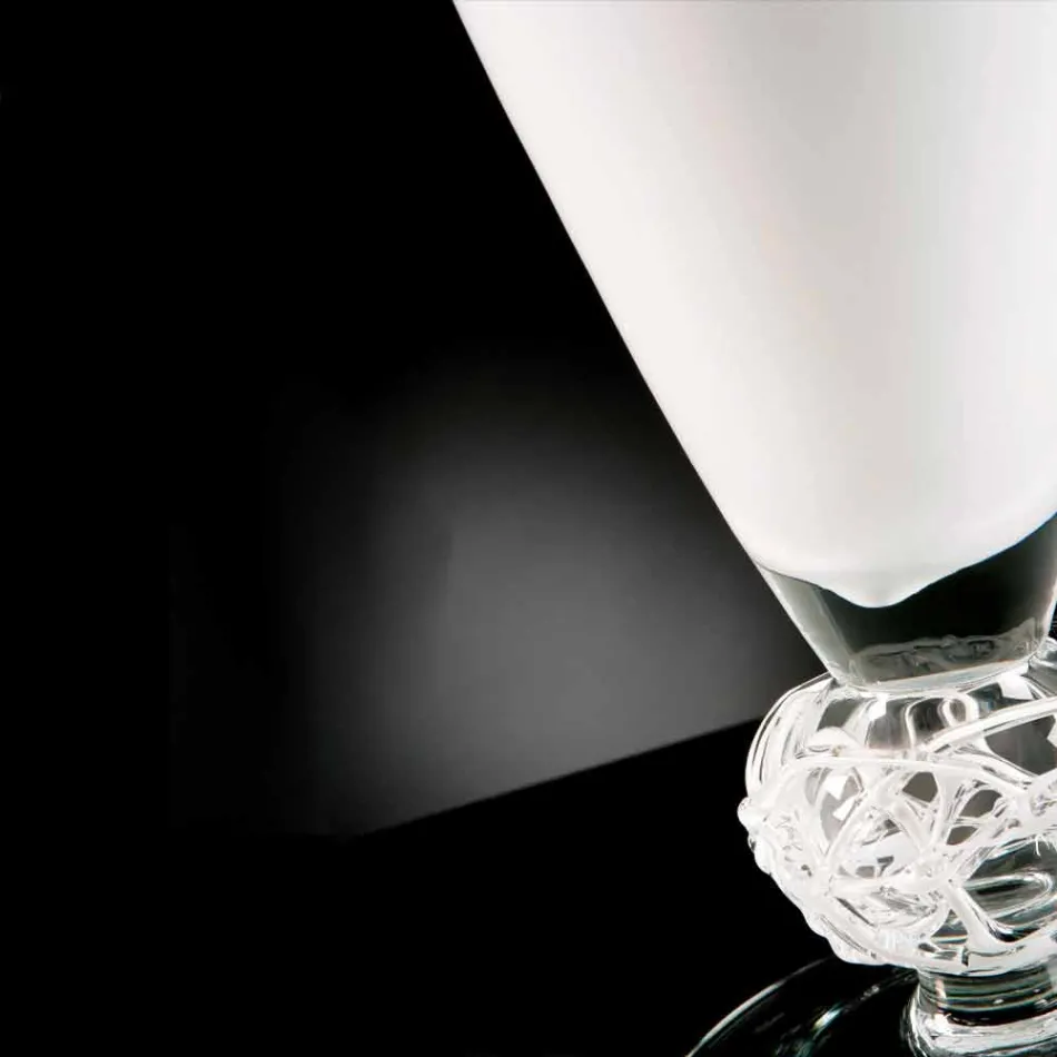 Dekorativ vas i vitt och genomskinligt glas Handgjord i Italien - Crezia Viadurini