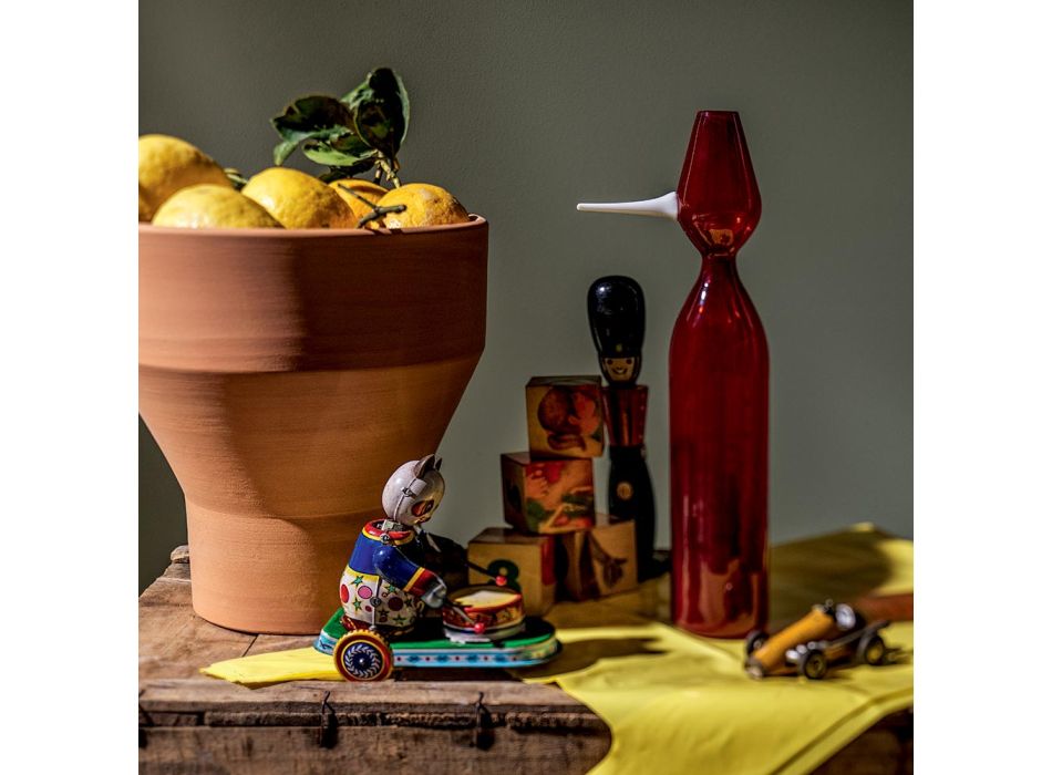 Röd Murano blåst glas dekorativ vas tillverkad i Italien - Belindo Viadurini
