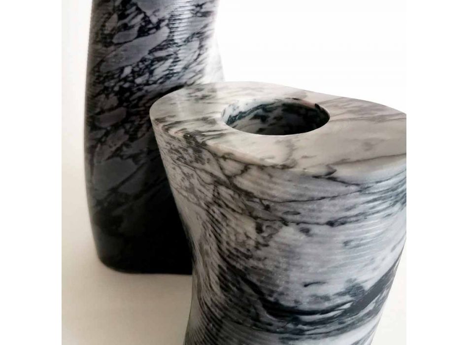 Modern dekorativ vas i Bardiglio Fiorito-marmor Tillverkad i Italien - Dido Viadurini