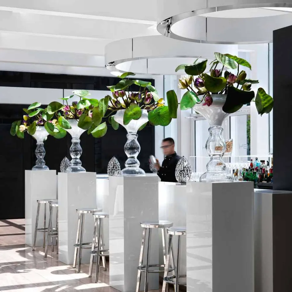 Modern dekorativ vas i vitt och genomskinligt glas tillverkat i Italien - Vulcano Viadurini