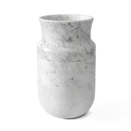 Vasdekor i vit Carrara-marmor och svart Marquinia-design - Calar Viadurini