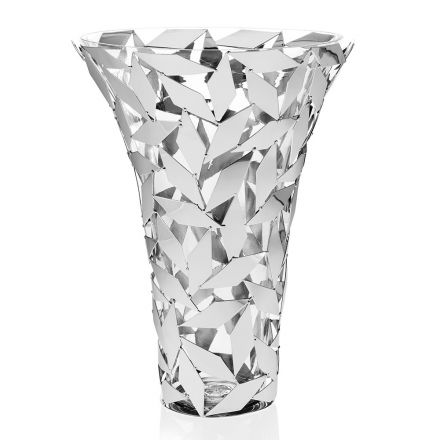 Elegant lyxvas i glas- och silvermetallgeometriska dekorationer - Torresi Viadurini