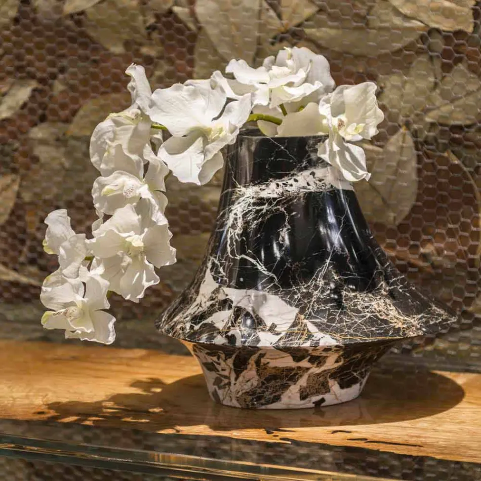 Elegant inomhusvas i vit och svart marmor Tillverkad i Italien - Original Viadurini