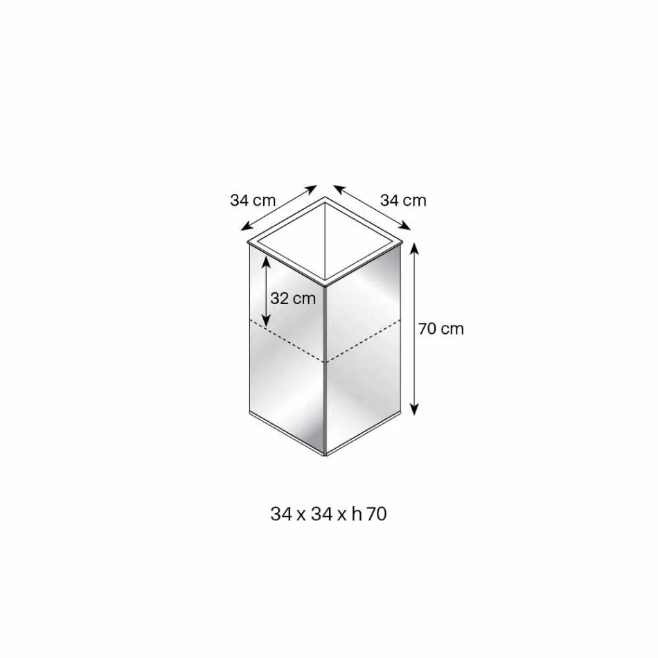 Fristående geometrisk spegelvase och struktur i trä och stål - Ghenna Viadurini