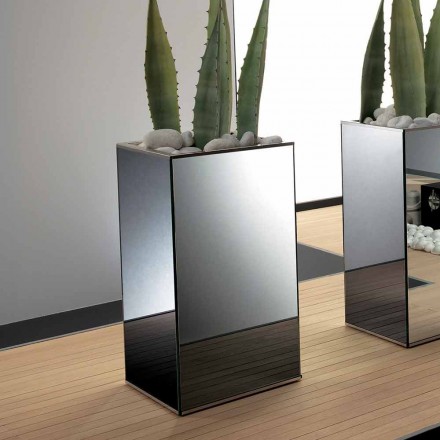 Fristående geometrisk spegelvase och struktur i trä och stål - Ghenna Viadurini