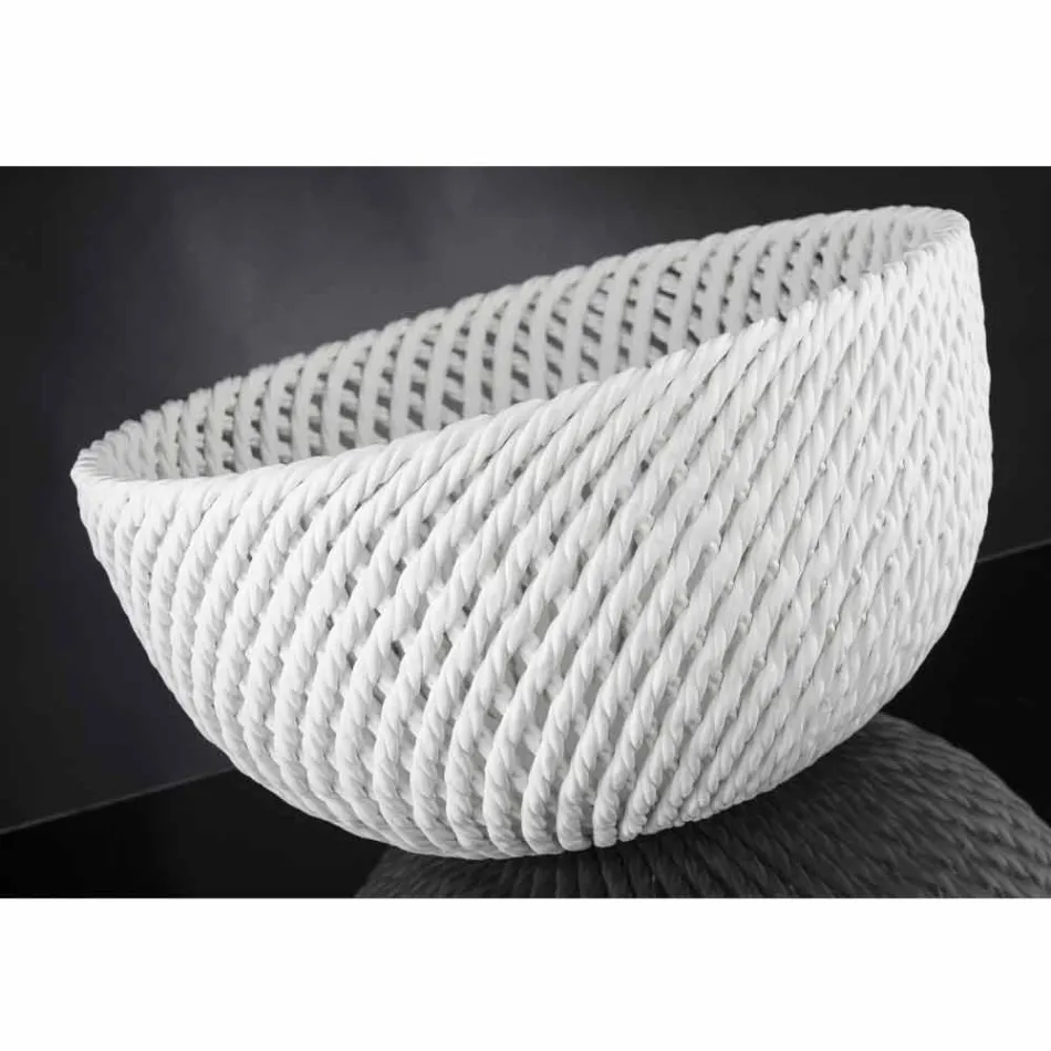 Handgjord keramisk vas med vävt väft tillverkat i Italien - Napoleon Viadurini