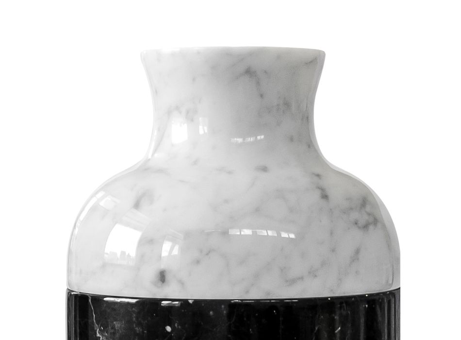 Vas i Carrara White Marble och Black Marquinia Luxury Design - Calar Viadurini