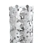 Vas i silvermetall och glas Elegant cylindrisk design med blommor - Megghy Viadurini