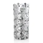 Vas i silvermetall och glas Elegant cylindrisk design med blommor - Megghy Viadurini