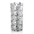 Vas i silvermetall och glas Elegant cylindrisk design med blommor - Megghy