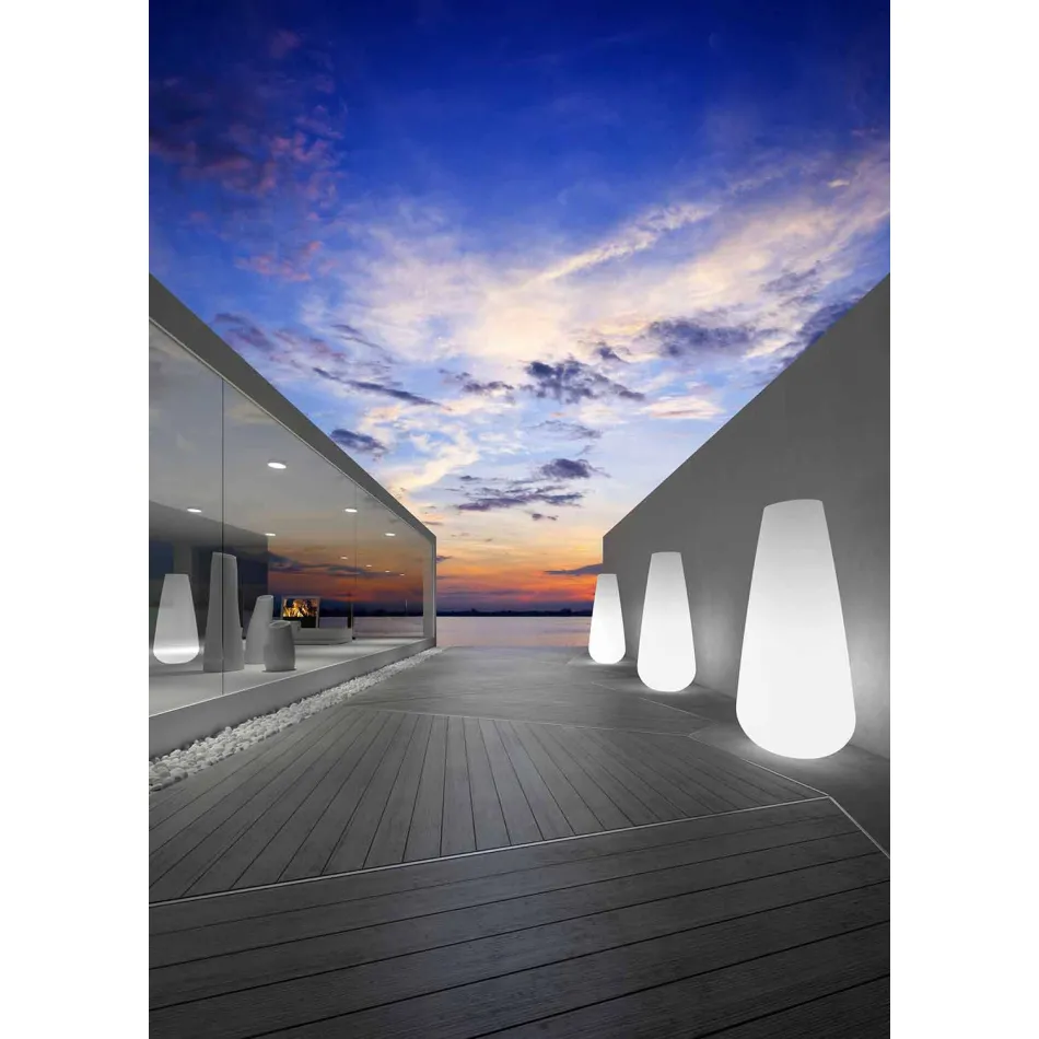 Lysande vas för utomhusdesign i polyeten Tillverkad i Italien - Menea Viadurini