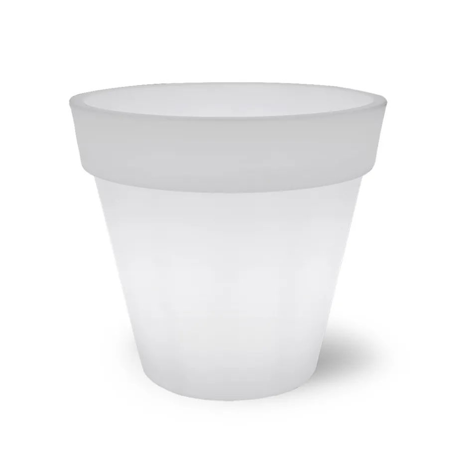 Ljus vas för utomhusbruk i vit polyeten Tillverkad i Italien - Taralla Viadurini