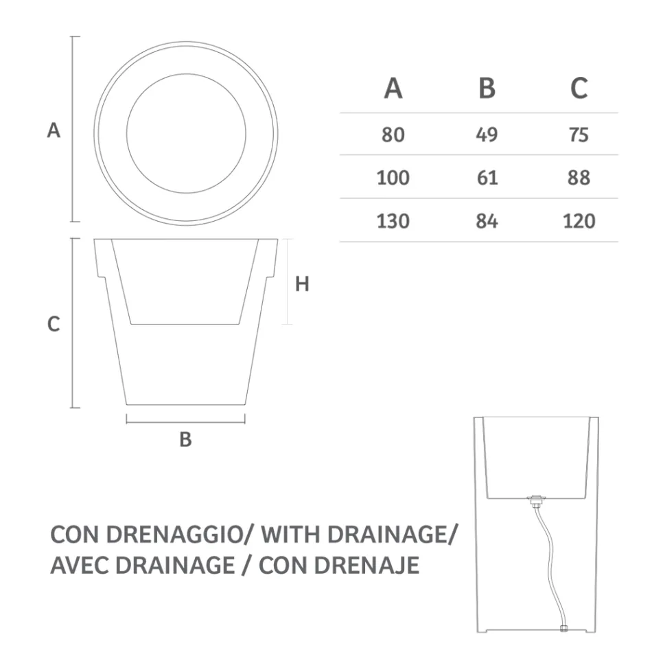 Lysande vas för utomhusbruk i vit polyeten Tillverkad i Italien - Taralla Viadurini