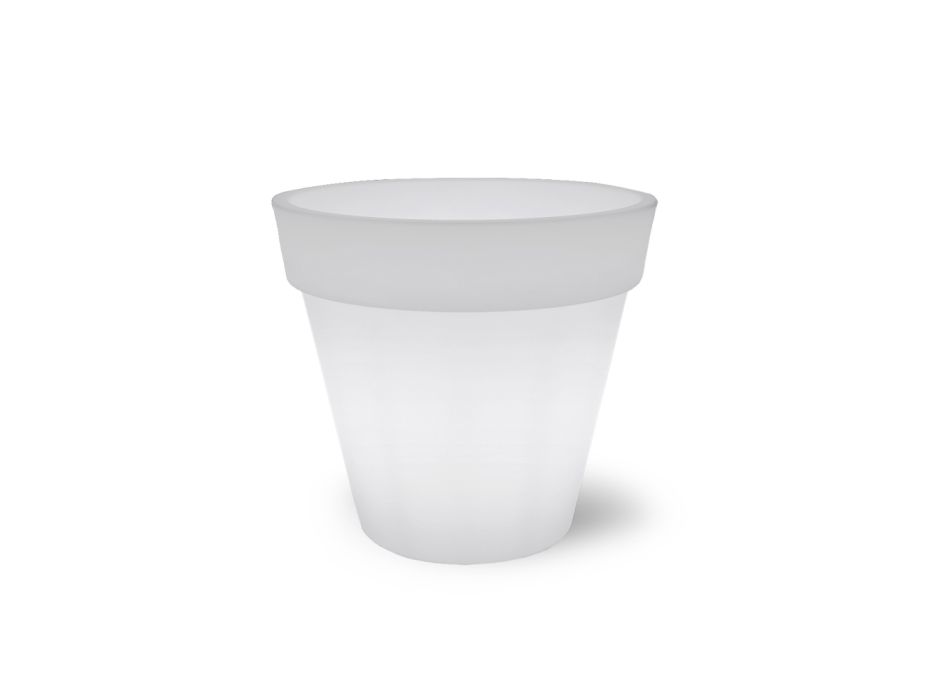 Ljus vas för utomhusbruk i vit polyeten Tillverkad i Italien - Taralla Viadurini