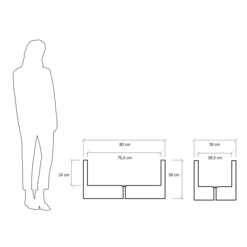 Kruka eller färgad avdelare för utomhus 3 dimensioner Made in Italy - Växter Viadurini