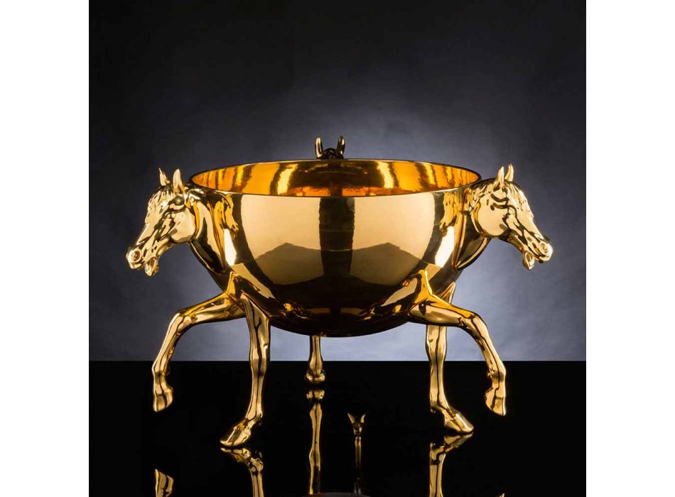Inomhus dekorativ vas i vit keramik eller 24k guld tillverkad i Italien - Jacky Viadurini