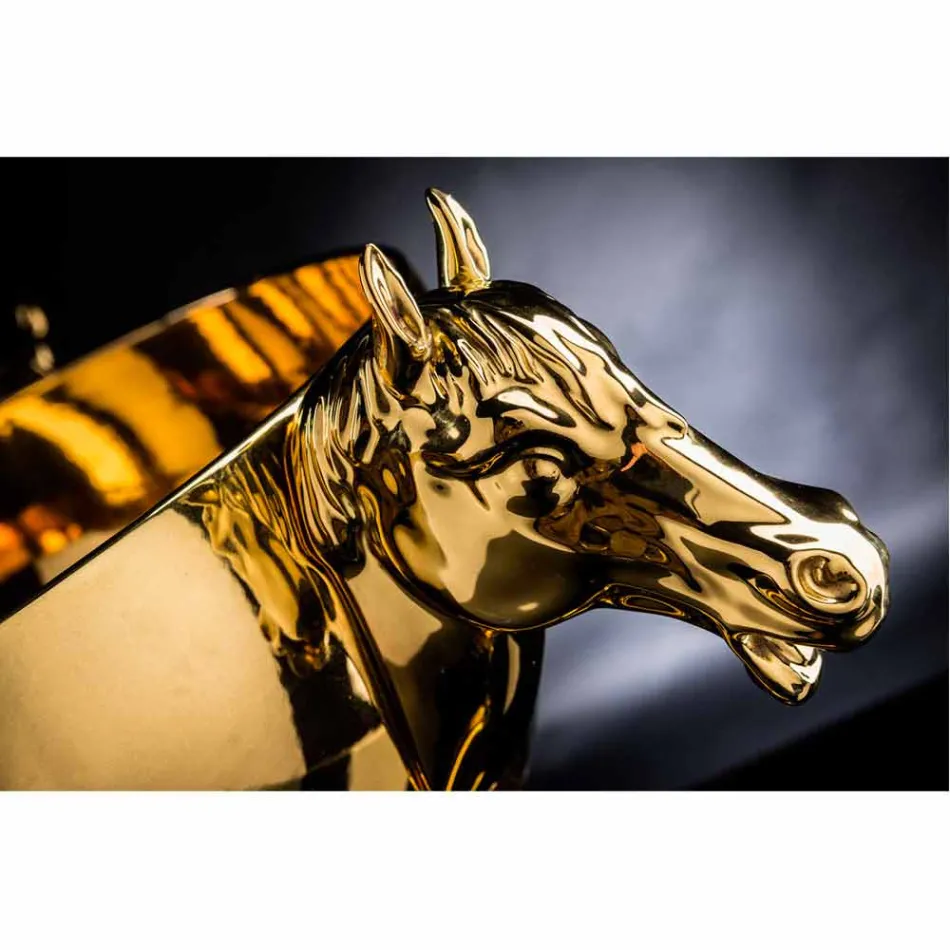 Inomhus dekorativ vas i vit keramik eller 24k guld tillverkad i Italien - Jacky Viadurini