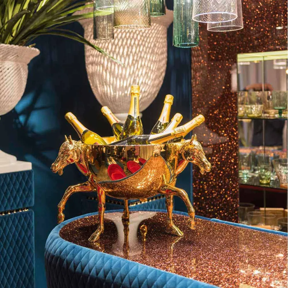 Inomhus dekorativ vas i vit keramik eller 24k guld tillverkad i Italien - Jacky Viadurini