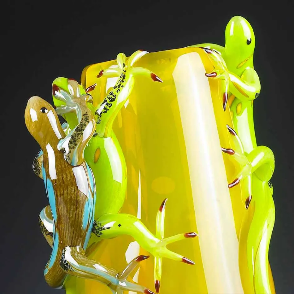 Färgad dekorativ vas för handgjord i Italien - Geco Viadurini