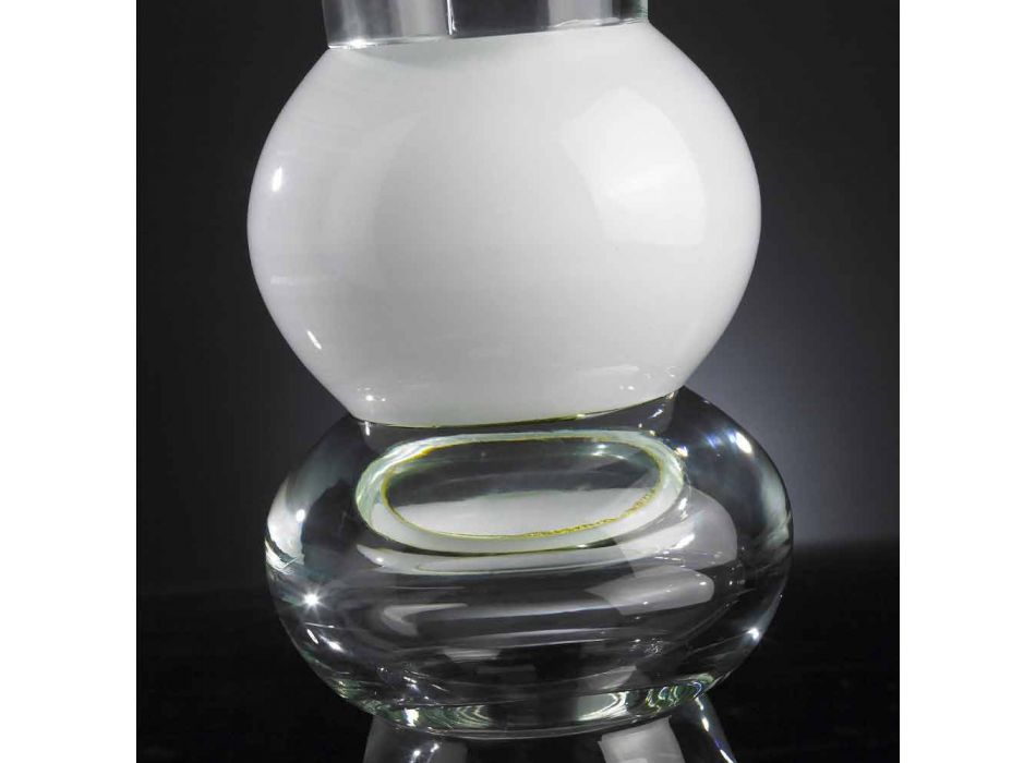 Transparent glasprydnadsvas med vit sfär tillverkad i Italien - Vanissa Viadurini