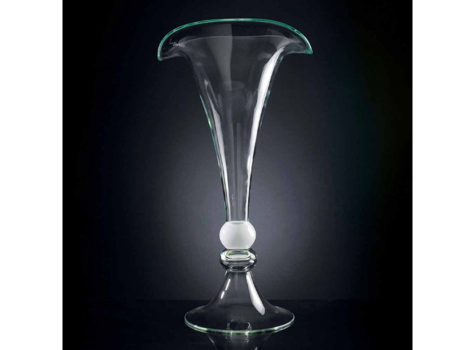 Transparent glasprydnadsvas med vit sfär tillverkad i Italien - Vanissa Viadurini