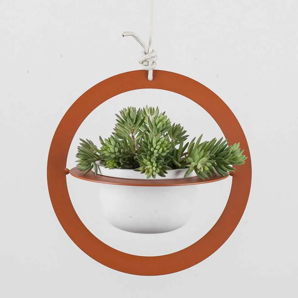 Hängande vas i stål och keramik Tillverkad i Italien - Leotta Viadurini