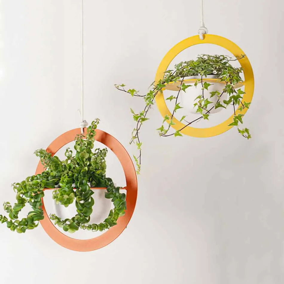 Hängande vas i stål och keramik Tillverkad i Italien - Leotta Viadurini