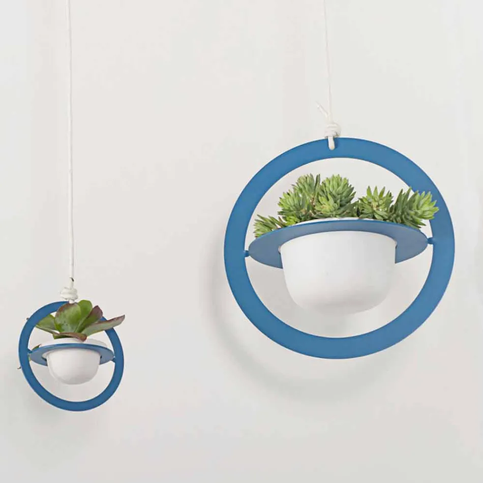 Hängande vas i stål och keramik Tillverkad i Italien - Leotta Viadurini