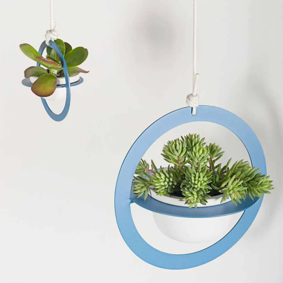 Hängande vas i stål och keramik Tillverkad i Italien - Leotta Viadurini